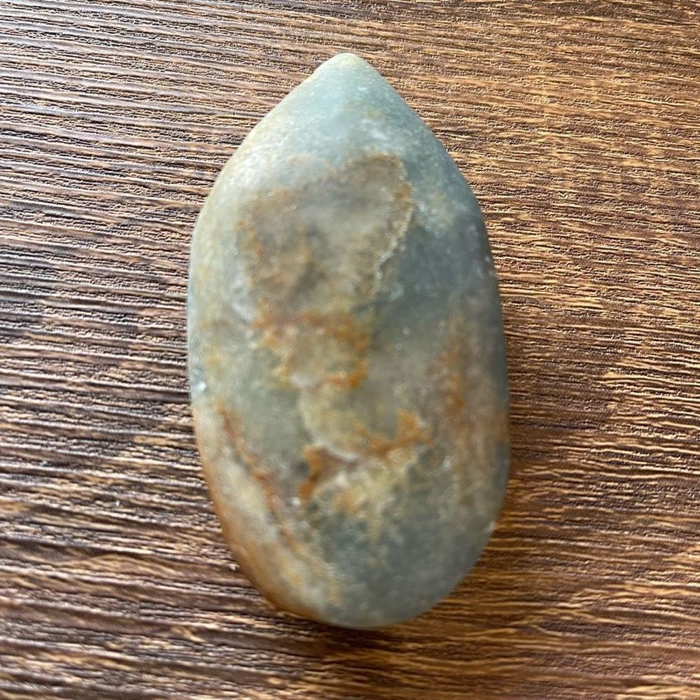 Blue onyx teardrop water drop Freeform point palm stone partially polished decor